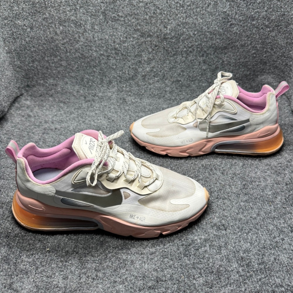 Nike Air Max 270 React Womens 8.5 White Pink Orange Running Shoes CZ8131-100